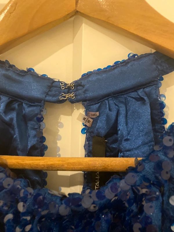 Tahari Blue Sequin Halter Top Party Evening UK 10