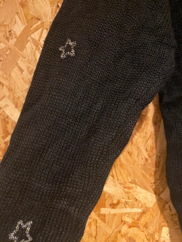 Studio Collection Black Christmas Jumper – Beaded Train & Tree Design – Size S