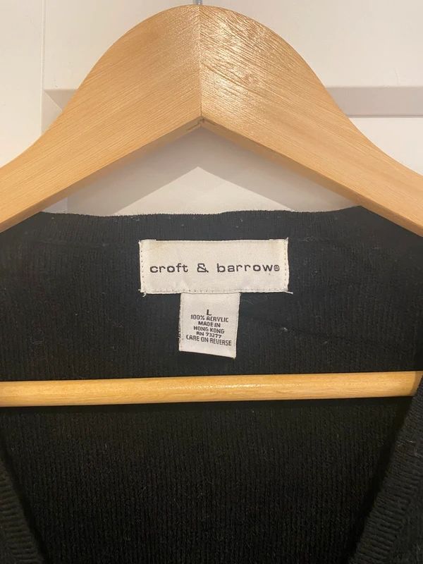 Vintage Croft & Barrow Christmas Snowman Sweater Vest Black Size L