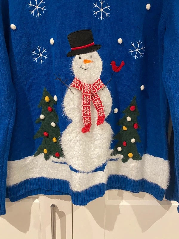 Breckenridge Blue Snowman Christmas Jumper – Size XL