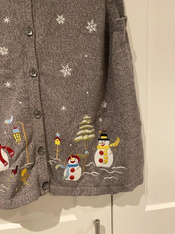 Breckenridge Petite Christmas Snowman Knit Vest Grey UK 16