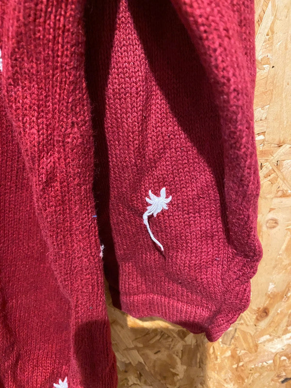 Vintage C.J. Banks Hand-Embroidered Bird Sweater – Burgundy – Size 2X