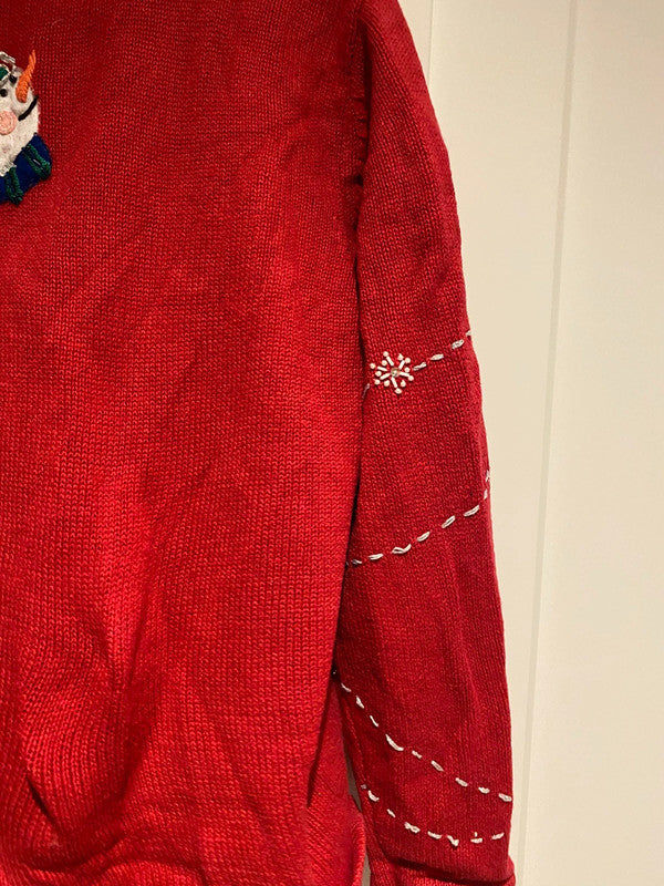 Carolina Colours Red Beaded Snowman Christmas Cardigan – XL