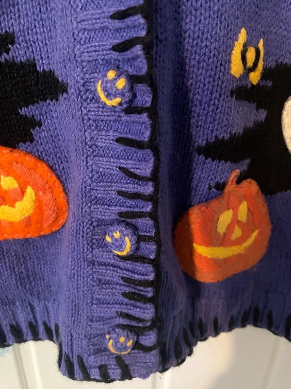 Vintage 2000 Tiara Halloween Knitted Waistcoat XL Ghost Pumpkin Bat Y2K