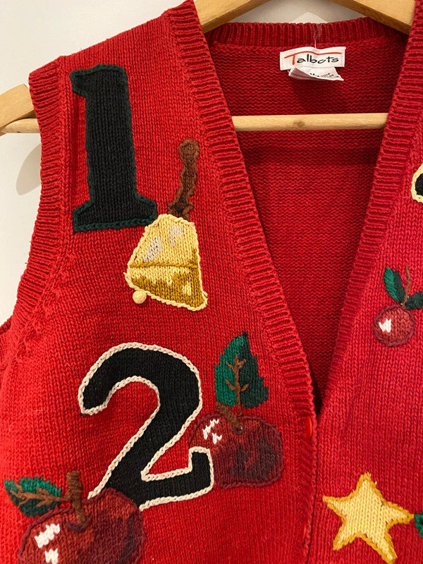 Talbots Festive Knit Vest / Waistcoat – Vintage Style – Size M