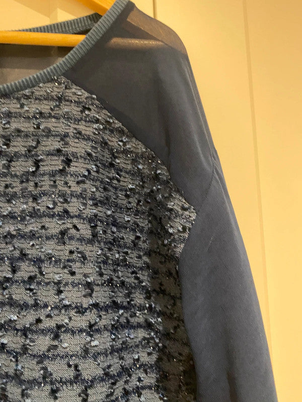 Gossip Girl by Romeo & Juliet Couture Blue Sequin Sheer Sleeve Jumper – Size M