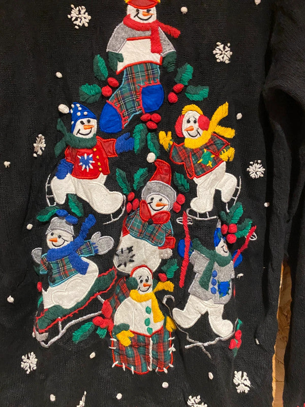 Vintage B P Designs Snowman Christmas Jumper (Fits Like Large)