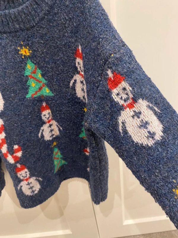 Vintage Christmas Snowman Candy Cane Jumper