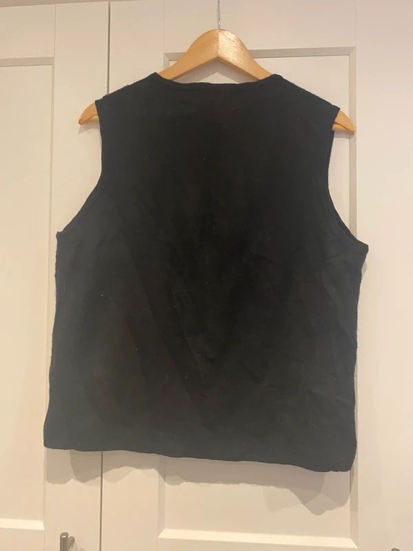 Vintage Croft & Barrow Christmas Snowman Sweater Vest Black Size L