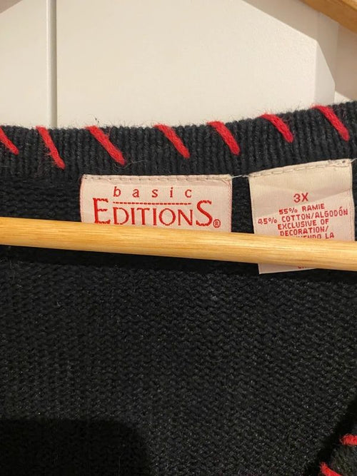 Vintage Basic Editions 3X Christmas Knit Cardigan Vest