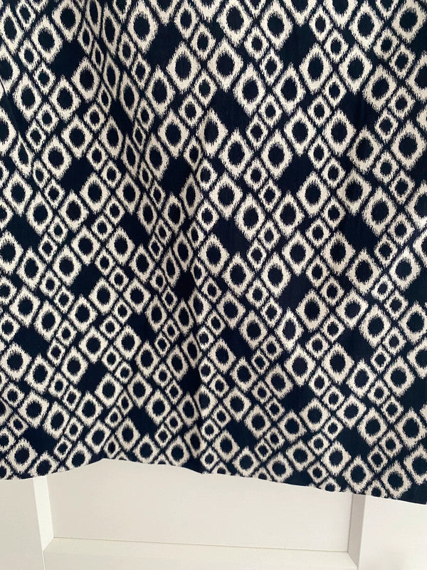 Monsoon Navy & White Geometric Print Skirt – UK 10
