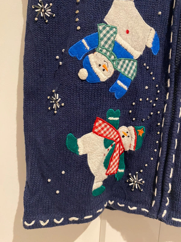 Bobbie Brooks Vintage Christmas Snowman Knit Vest | Fits UK 8 | Festive