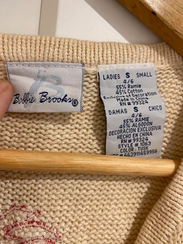 Vintage Bobbie Brooks Floral Embellished Knit Vest S