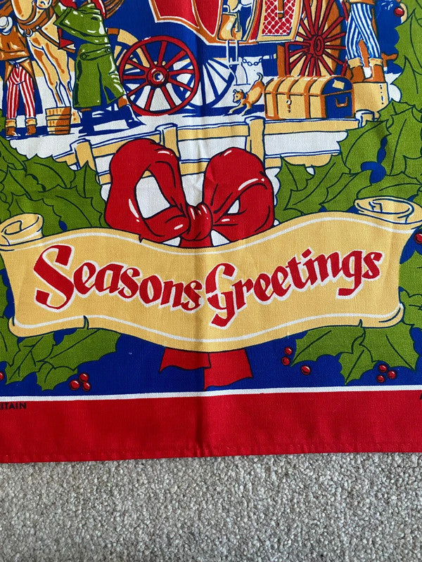Vintage Christmas Tea Towel – Seasons Greetings 100% Cotton