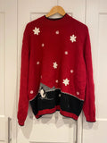 Women’s XXL Christmas Jumper – Red with Penguin & Snowflakes