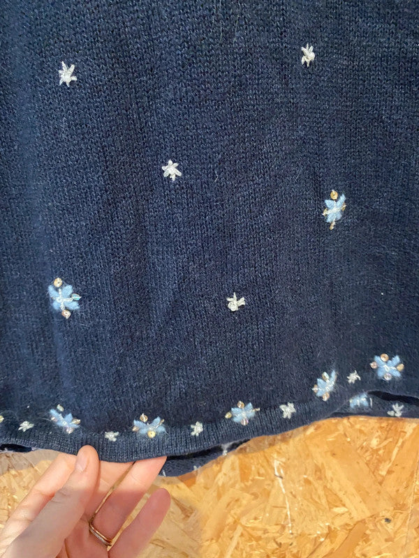 Christopher & Banks Hand Embroidered “JOY” Christmas Sweater – Size L