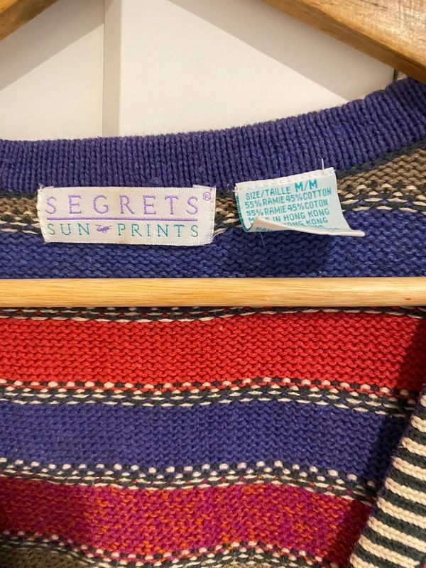 Vintage Secrets Sun Prints Patterned Knit Vest Medium 90s