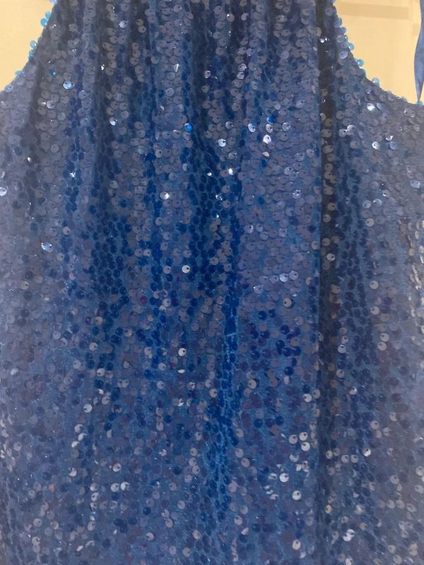 Tahari Blue Sequin Halter Top Party Evening UK 10