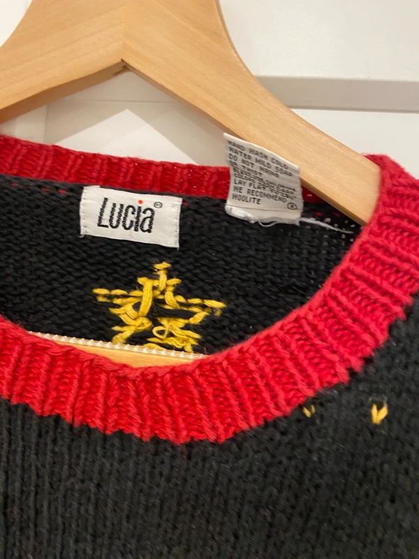 Vintage Lucia Christmas jumper Santa festive knit size L (fits UK 12-14)