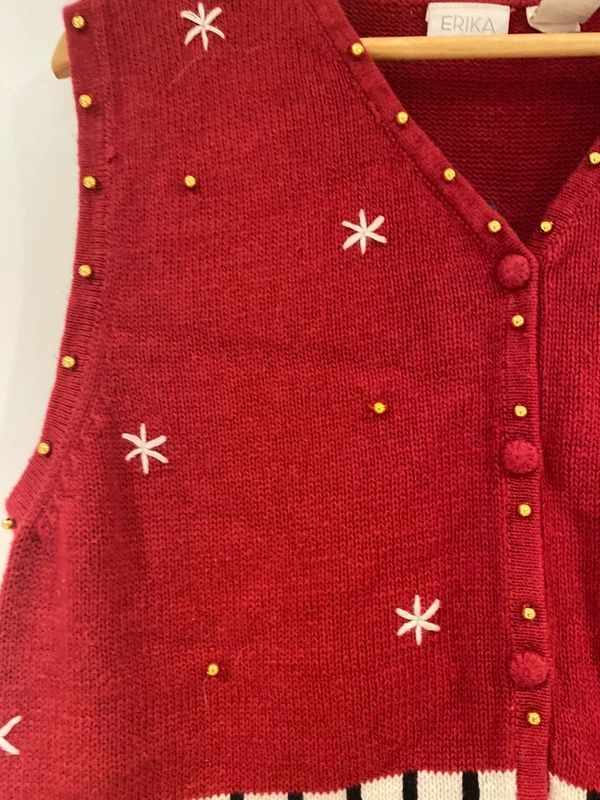 Vintage Christmas Knit Vest – Erika – Festive Jumper – Fits UK 14