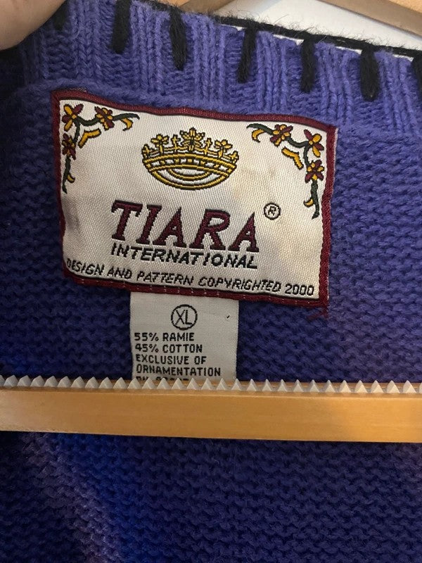 Vintage 2000 Tiara Halloween Knitted Waistcoat XL Ghost Pumpkin Bat Y2K