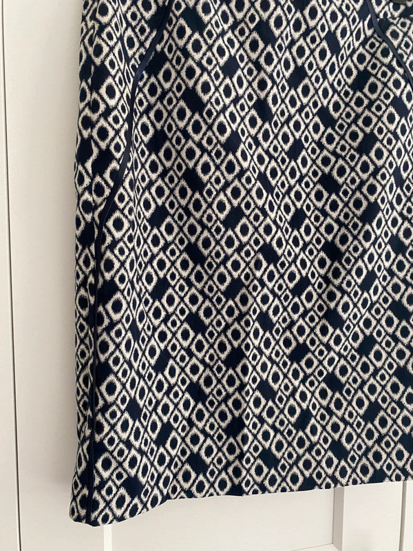 Monsoon Navy & White Geometric Print Skirt – UK 10