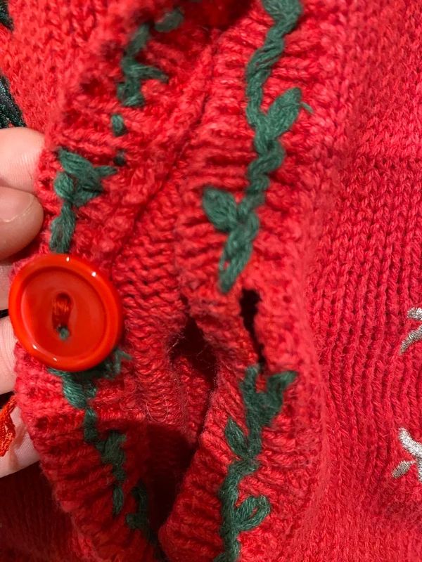 Vintage Christmas Vest Red Knit Nutcracker Xmas Trees Medium