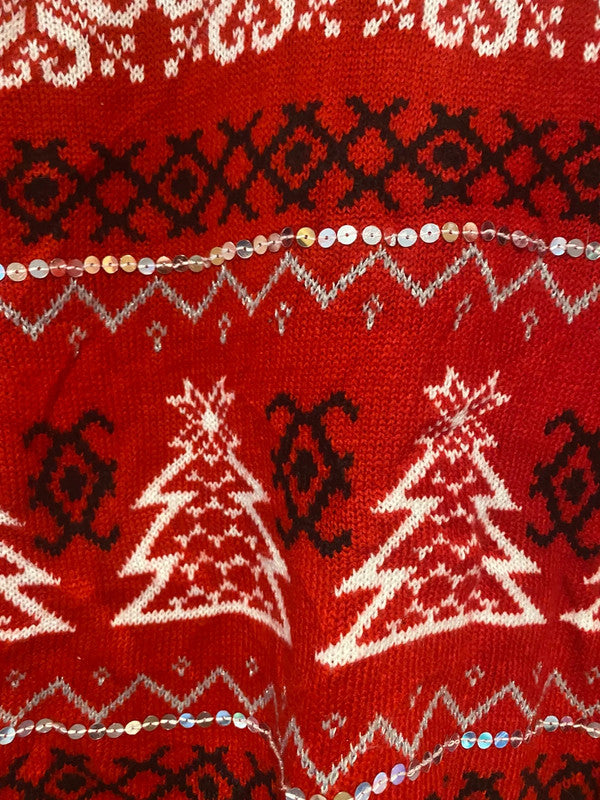 Red Fair Isle Christmas Jumper with Sequins – Festive Knit