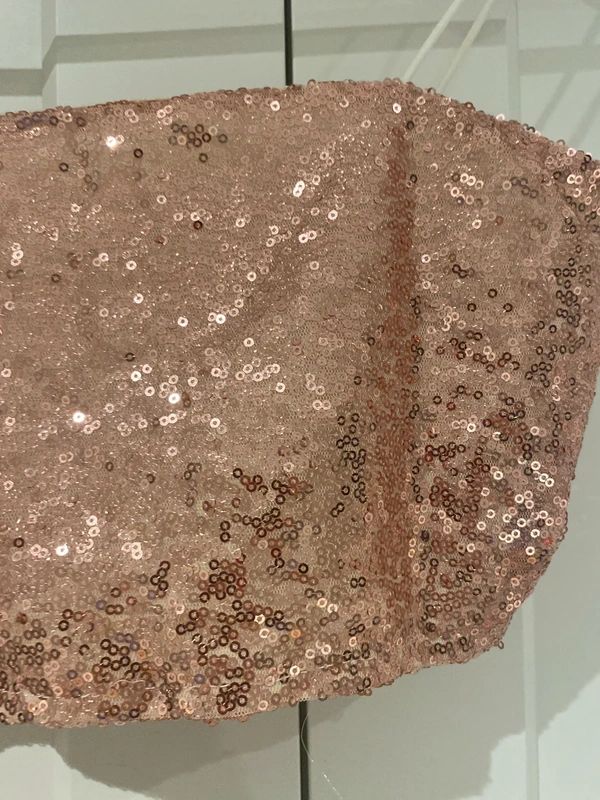 Rose Gold Sequin Bandeau Crop Top Party Festival