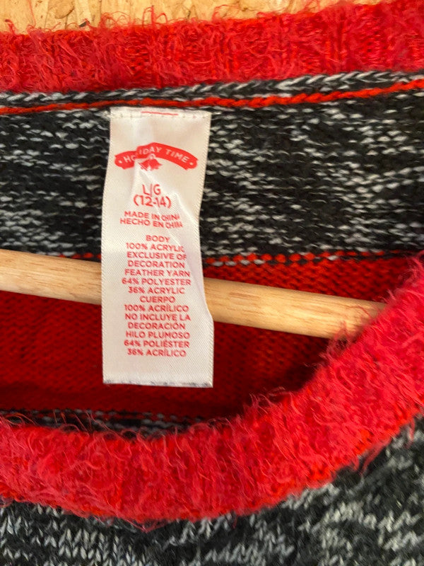 Holiday Time Santa Face Christmas Jumper – L