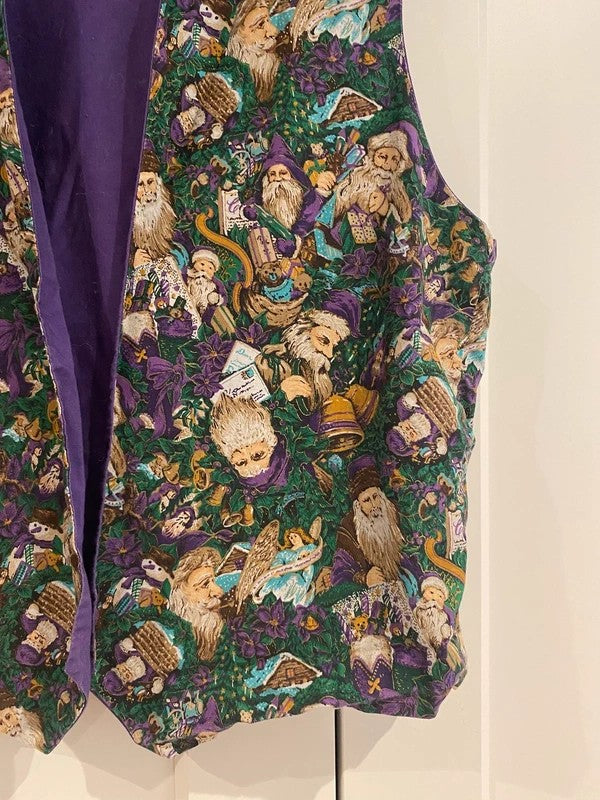 Handmade Reversible Christmas Santa Waistcoat Purple Festive Vintage UK 10–12