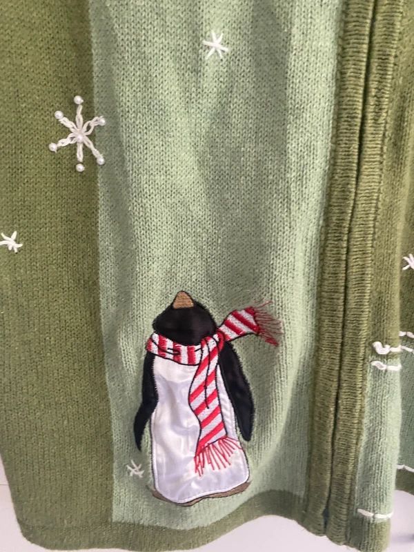 Vintage Christmas Penguin Knit Vest Gilet Women’s 16–18