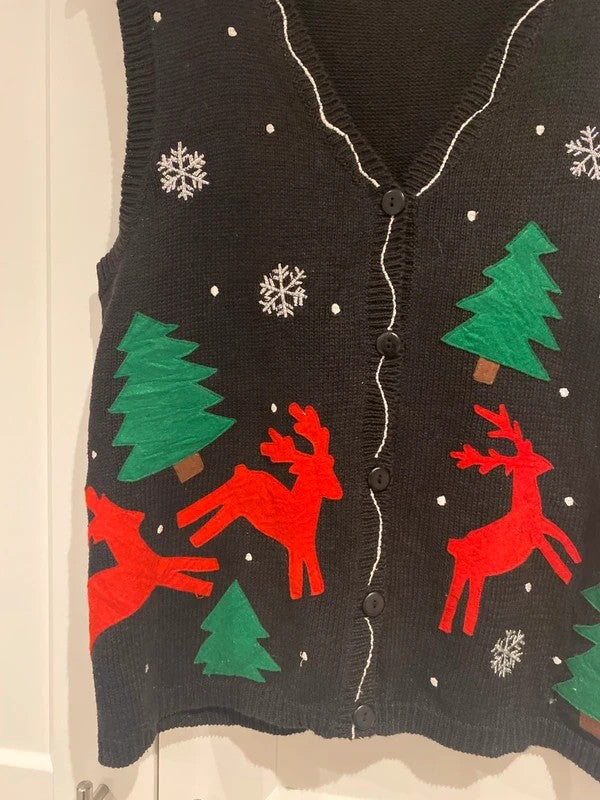 Capacity Christmas Reindeer Knitted Waistcoat – Size Medium