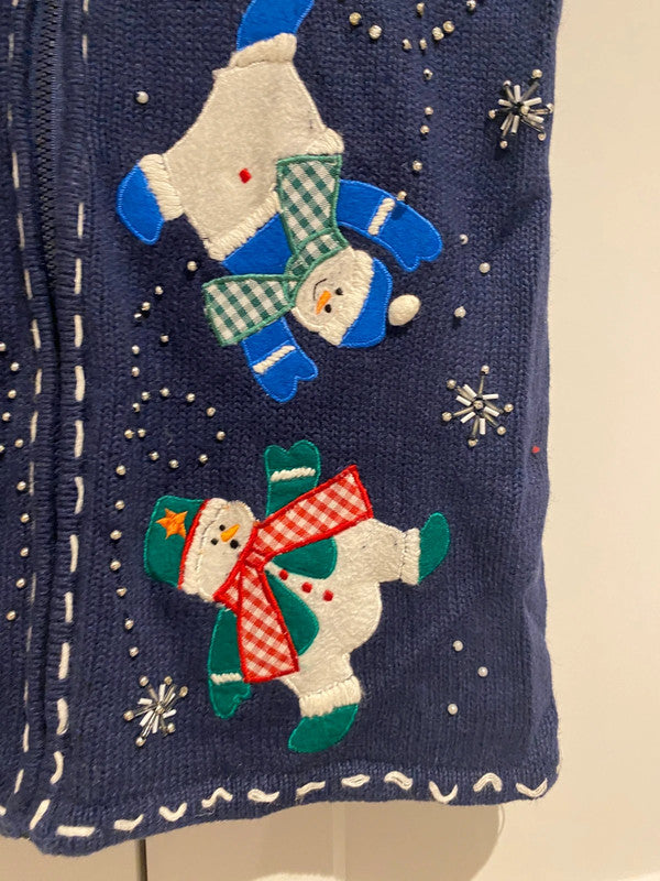 Bobbie Brooks Vintage Christmas Snowman Knit Vest | Fits UK 8 | Festive