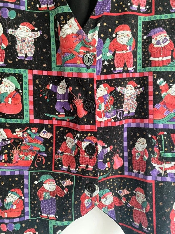Vintage Carolina Colours Christmas Santa Waistcoat Vest L/XL Festive Cotton