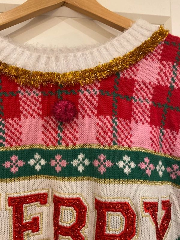 Women’s Christmas Jumper “Merry” Festive Knitted XL (16-18)