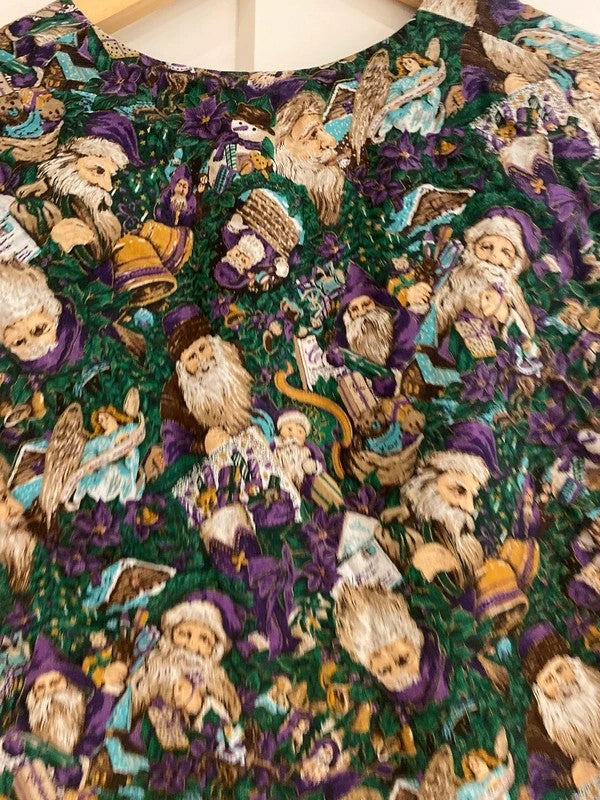 Handmade Reversible Christmas Santa Waistcoat Purple Festive Vintage UK 10–12