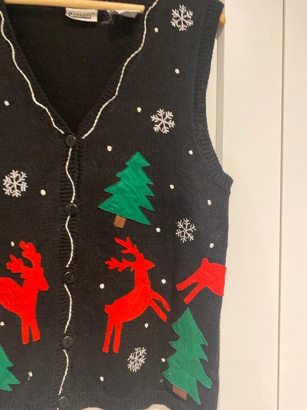 Capacity Christmas Reindeer Knitted Waistcoat – Size Medium