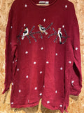 Vintage C.J. Banks Hand-Embroidered Bird Sweater – Burgundy – Size 2X