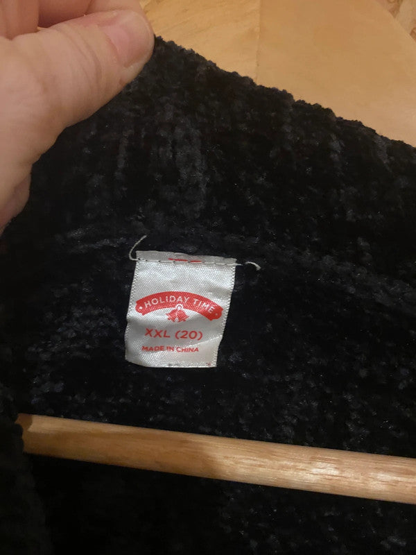 Holiday Time “JOY” Black Chenille Christmas Jumper – Size XXL (20)