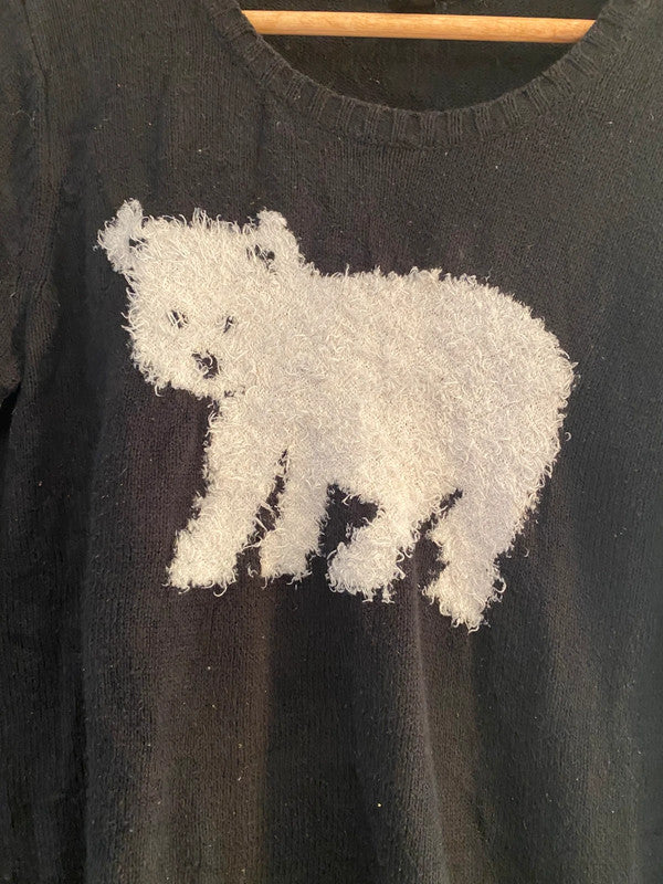 Style & Co Petite Black Sweater – Polar Bear Design (Size PL)