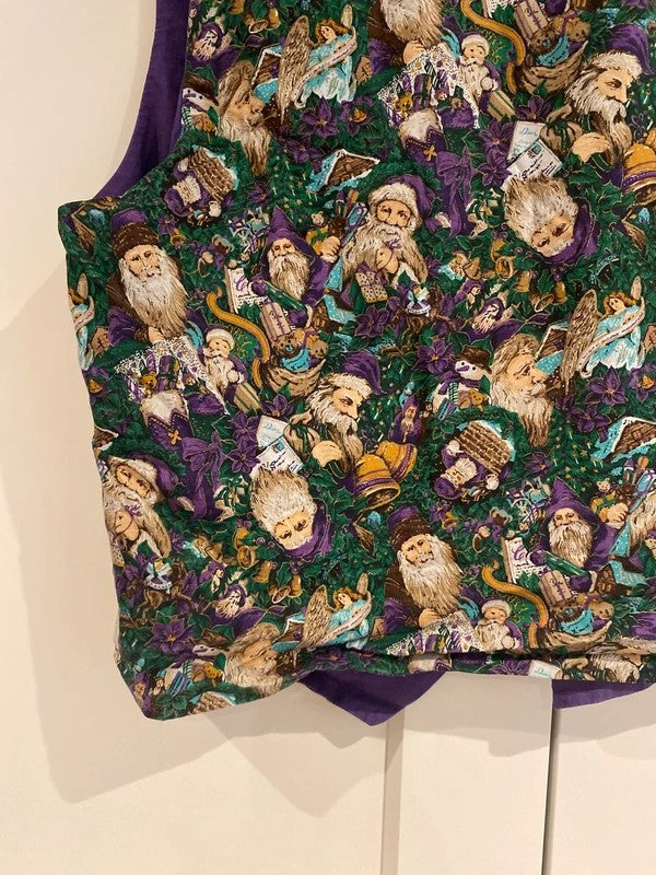 Handmade Reversible Christmas Santa Waistcoat Purple Festive Vintage UK 10–12