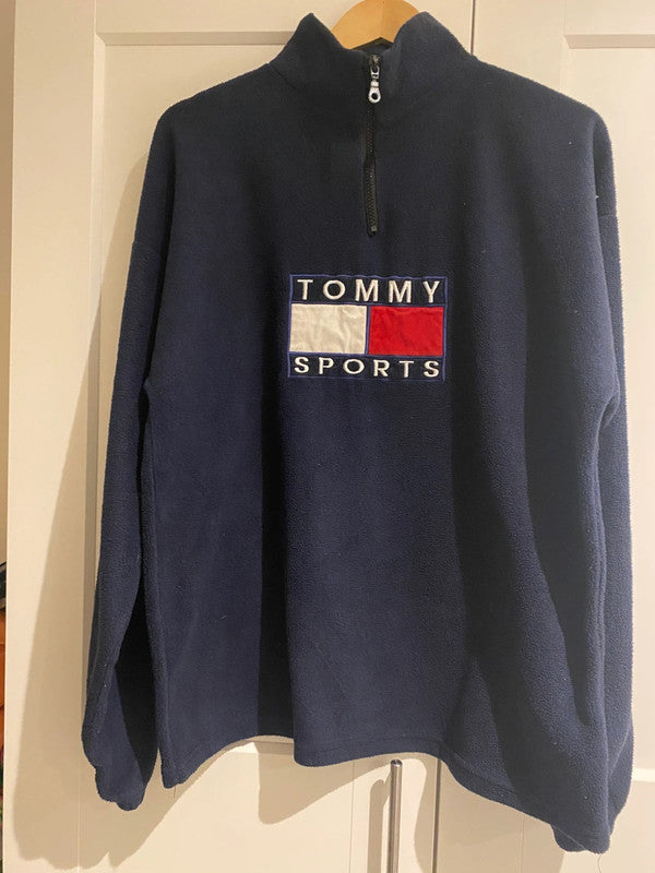 Vintage Tommy Sports Navy Fleece – XXL Fit