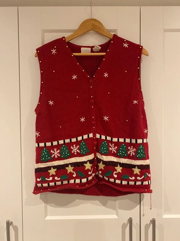 Vintage Christmas Knit Vest – Erika – Festive Jumper – Fits UK 14