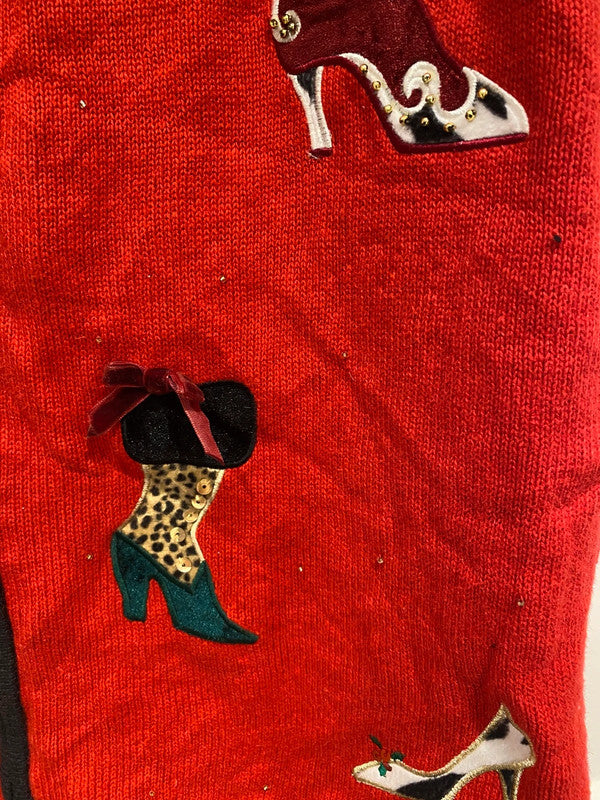 Merry & Bright Christmas Sweater Vest – Embroidered Shoe Design – Size 2X