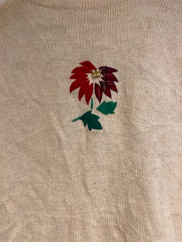 Vintage Bobbie Brooks Floral Embellished Knit Vest S