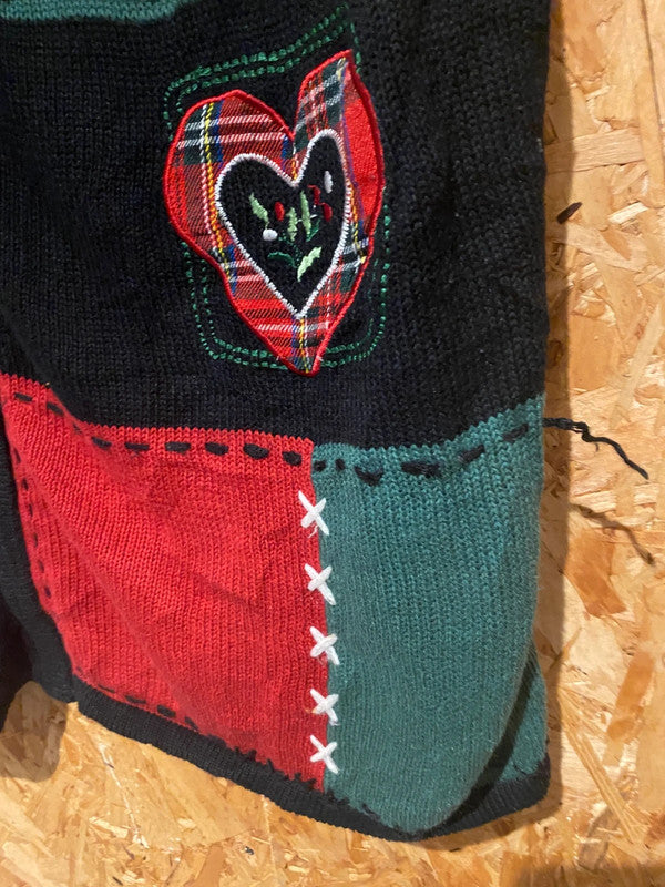 Vintage Blair Christmas Patchwork Knit Vest (Size XL)