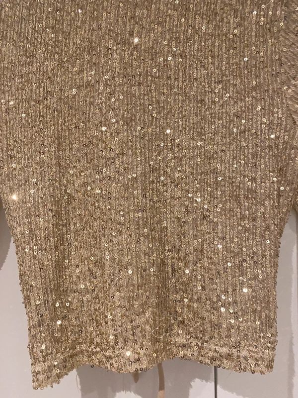 Better Be Gold Sequin Ruched Crop Top Party Festival UK S