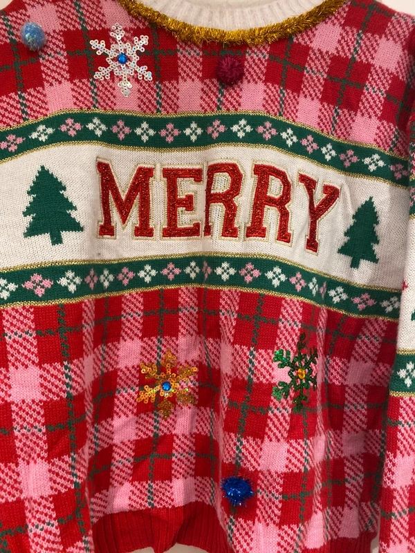 Women’s Christmas Jumper “Merry” Festive Knitted XL (16-18)