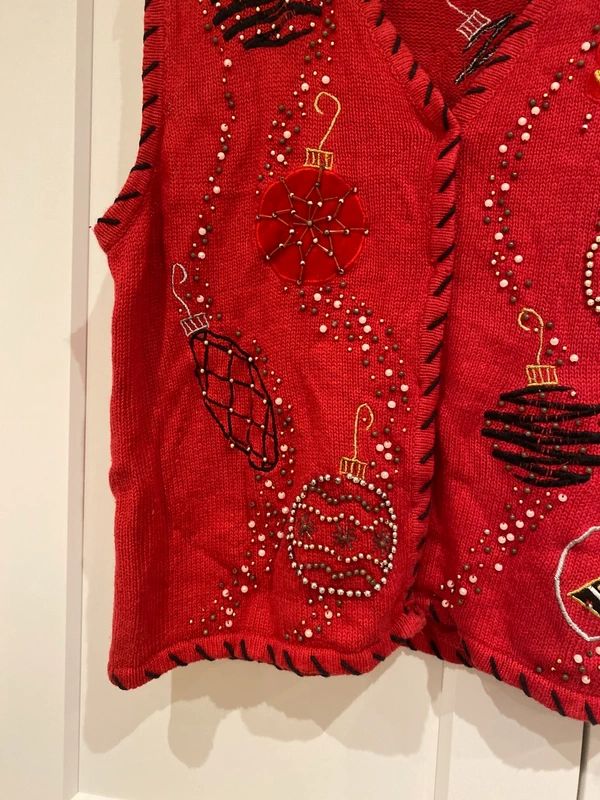 Women’s Christmas Embellished Knit Vest Sun Li Joy Size L (Fits UK 16) Festive